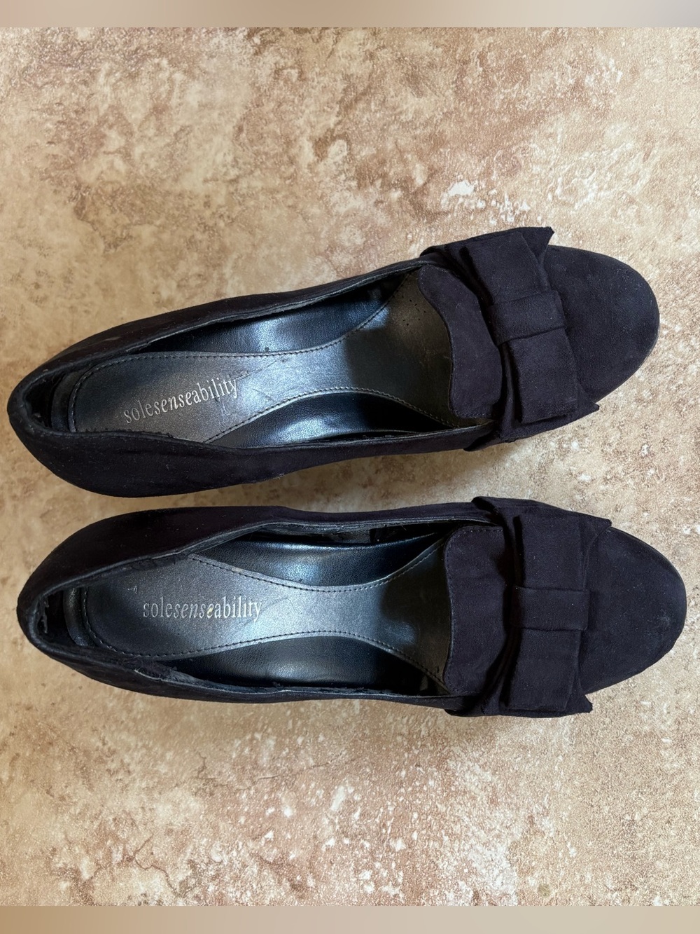 Solesenseability Black Suede Kitten Heels Women’s Size S